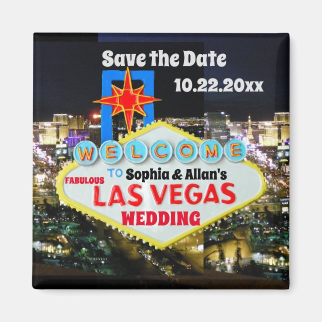 Save the Date Las Vegas Welcome Sign customized Ma Magnet (Front)
