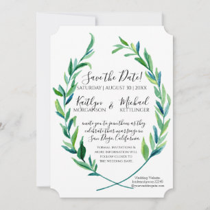 Save the Date Laurel Wreath Olive Leaf Branch Art