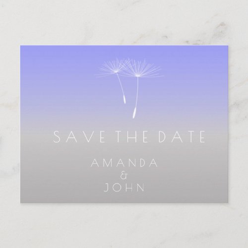 Save The Date Lavender Gray Dandelion Ombre Announcement Postcard