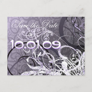 Save The Date Lavender Hearts Announcement Postcard