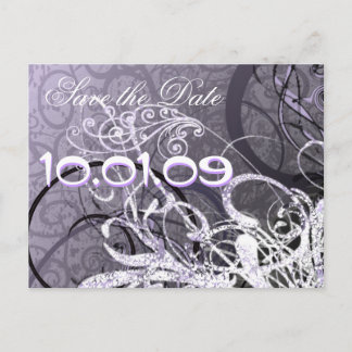 Save The Date Lavender Hearts Announcement Postcard