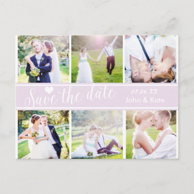 SAVE THE DATE Lavender Wedding 6 PHOTO Postcard (Front)