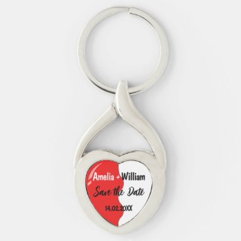 "save The Date" Left Side  Paired Keychain by RatnerArt at Zazzle