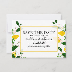 Save the date Lemon citrus tropical yellow