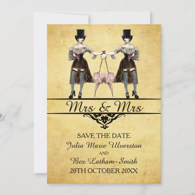 Save The Date - Lesbian Gothic Steampunk Style (Front)