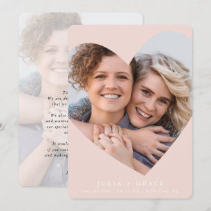 SAVE THE DATE lgbtq modern photo heart frame blush Invitation