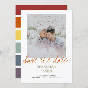 Save The Date LGBTQ Rainbow Personalized Photo
