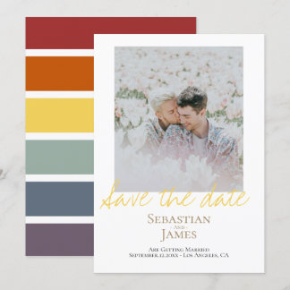Save The Date LGBTQ Rainbow Personalized Photo