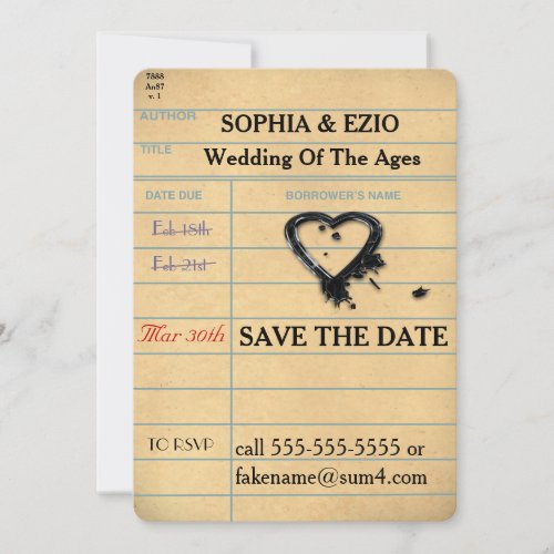 Save the Date Library Card