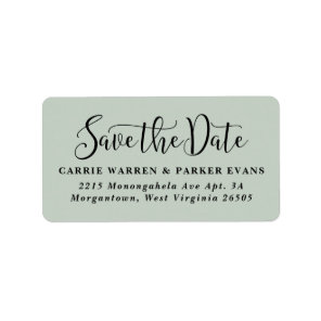 Save the date light green return address label