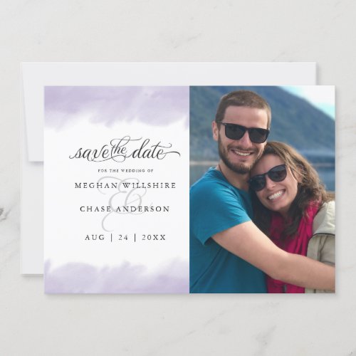 Save the Date   Lilac Watercolor Stroke Invitation