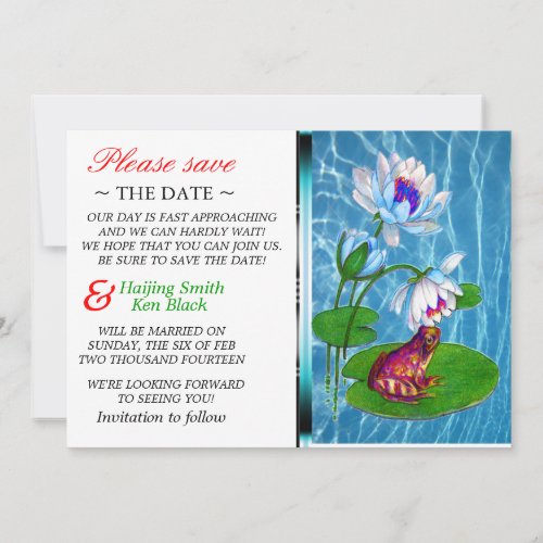 Save The Date Lily Pad Invitation With Frog