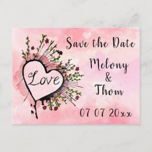 Save the Date Love and Hearts Postcard