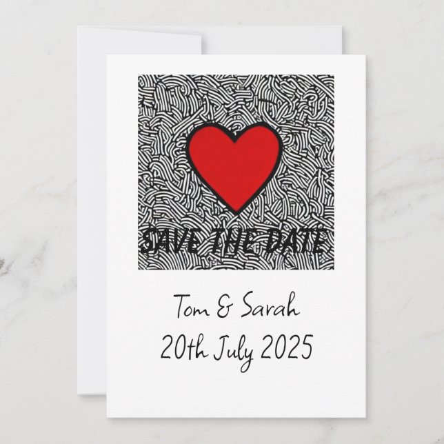save the date love heart wedding invitation (Front)