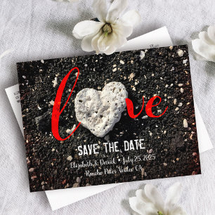 Save the Date Love Script Hawaii Beach Heart Photo Announcement Postcard