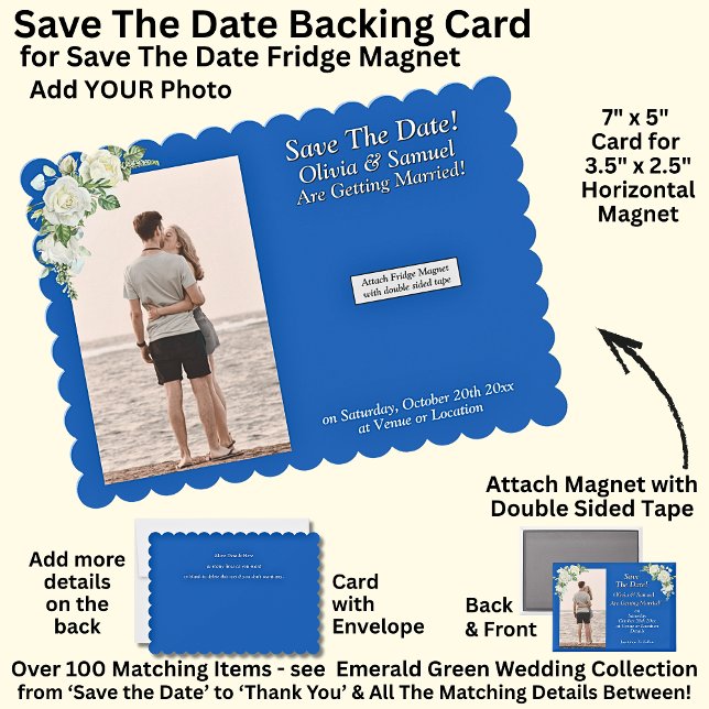 Save The Date, Magnet Backing Card Blue White (Creator Uploaded)
