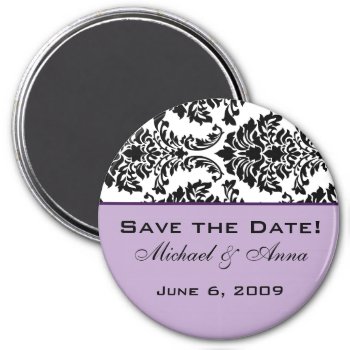 Save The Date Magnet Baroque Black & Purple by TheWeddingShoppe at Zazzle