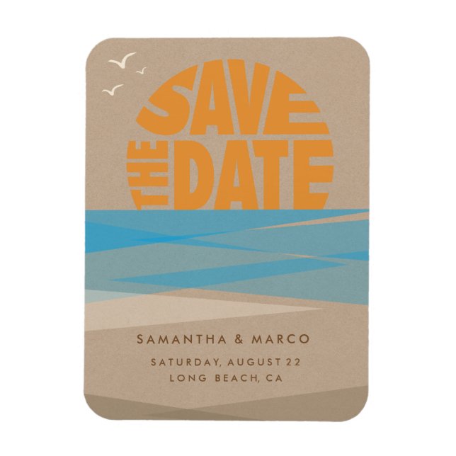 Save the Date Magnet, Beach Wedding Magnet (Vertical)