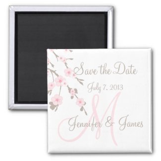 Save the Date Magnet Cherry Blossom Pink