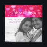 Save the Date Magnet Cute Hearts Photo Template<br><div class="desc">Save the Date Magnet great for any wedding announcement with cute glowing hearts great for valentine's day also.</div>