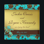 Save the Date Magnet Elegant Gold Floral BB 2<br><div class="desc">Save the Date Magnet with trendy damask floral gold trim pattern.  TO SEE THIS ENTIRE SERIES JUST TYPE IN goldenfloral in the search field.</div>