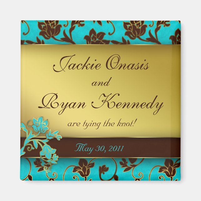 Save the Date Magnet Elegant Gold Floral BB 2 (Front)