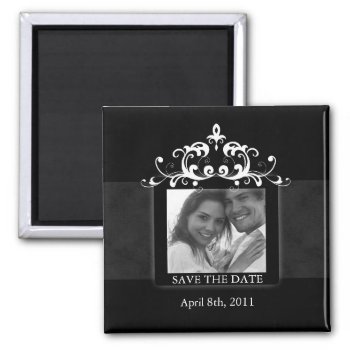 Save The Date Magnet Embellishment Black White 2 by WeddingShop88 at Zazzle