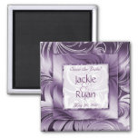Save The Date Magnet Floral Leaf Purple Silver Sq at Zazzle