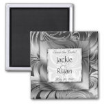 Save The Date Magnet Floral Leaf Silver at Zazzle