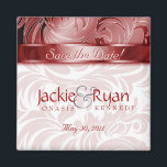 Save the Date Magnet Floral Leaf Silver Red<br><div class="desc">Save the Date Magnet great with pretty leaf floral pattern.  TO SEE THIS ENTIRE SERIES JUST TYPE IN leaffloral in the search field.</div>