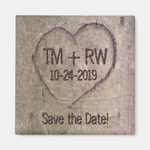 Save the Date Magnet, Heart Carved in Tree Magnet