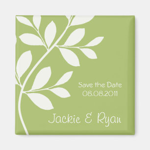 Save the Date Magnet Leaf Branch Sage green