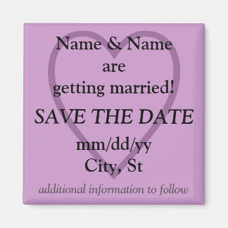 SAVE THE DATE magnet - lilac with heart