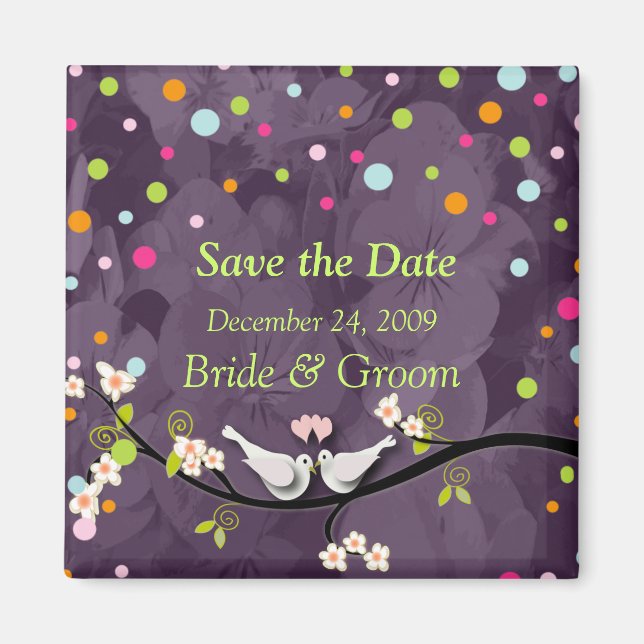 Save the Date Magnet, love birds Magnet (Front)