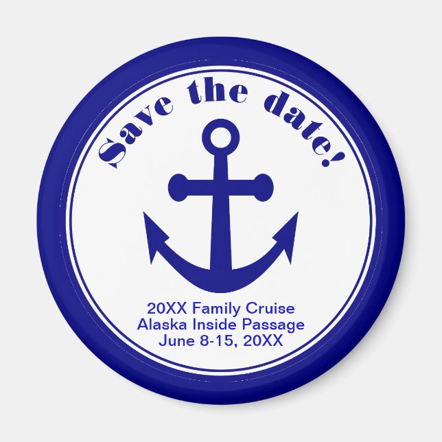 Save the Date Magnet Nautical Cruise Beach Wedding (Front)