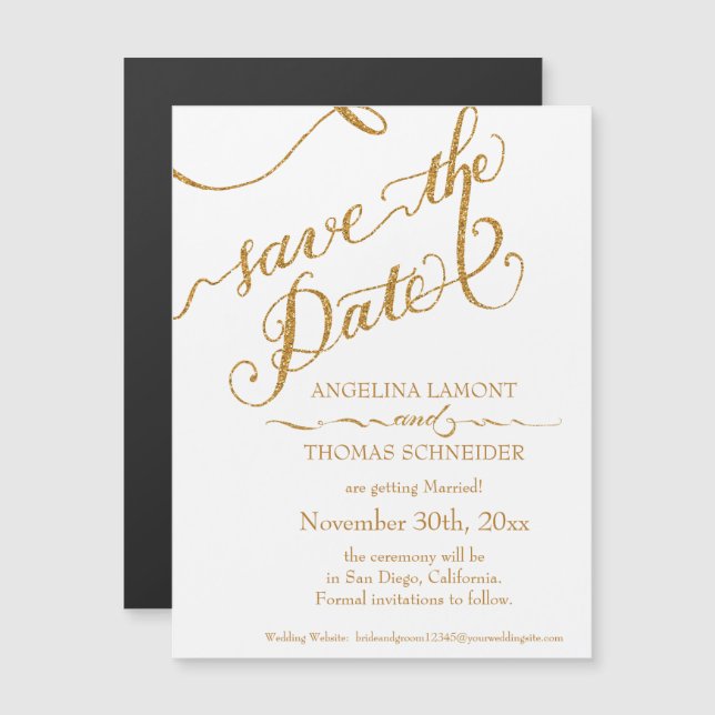 Save the Date Magnet Postcard Script Calligraphy (Front/Back)