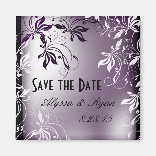 Save The Date Magnet - Purple Pearl (Front)