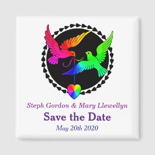 Save the Date Magnet Rainbow Pride Gay Wedding