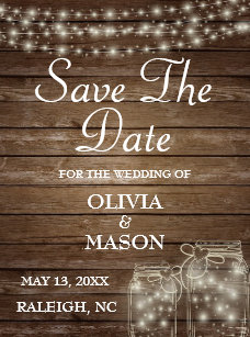 Rustic Save The Date Refrigerator Magnets Zazzle Save The Date Magnet Rustic Mason Jar Lights