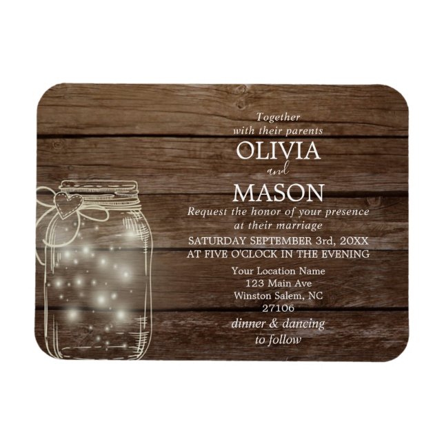 Save the Date Magnet Rustic Mason Jar Lights (Horizontal)