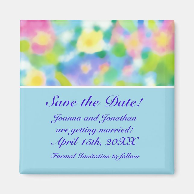 'Save the Date' Magnet, Spring Flowers Magnet (Front)