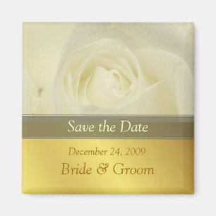 Save the Date Magnet, white rose Magnet