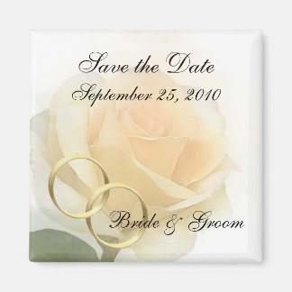 Save the Date Magnet - Yellow Rose w/ Rings