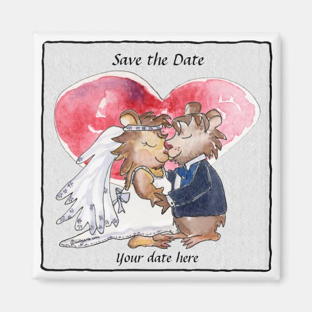 Save the Date Magnets Cute Wedding Cartoon (Front)