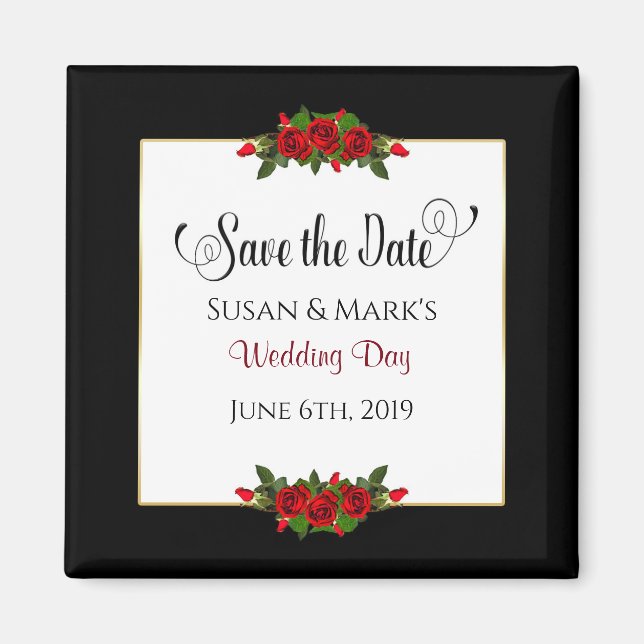 Save the Date, Magnets, Red Rose Collection Magnet (Front)