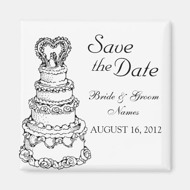 Save the Date Magnets Wedding Cake Couple Clipart (Front)