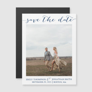 Save The Date Magnets with One Photo in Navy