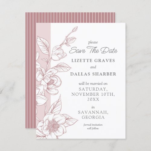 Save The Date Magnolia Blush Southern Wedding Card