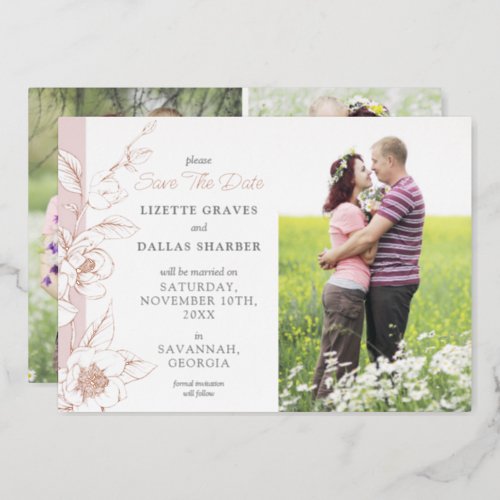 Save The Date Magnolia Blush Wedding 4_Photo Foil Invitation