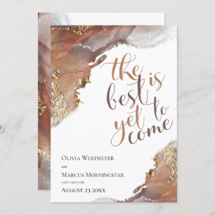 Save the Date Marbled Ink Gold and Bronze Invitation